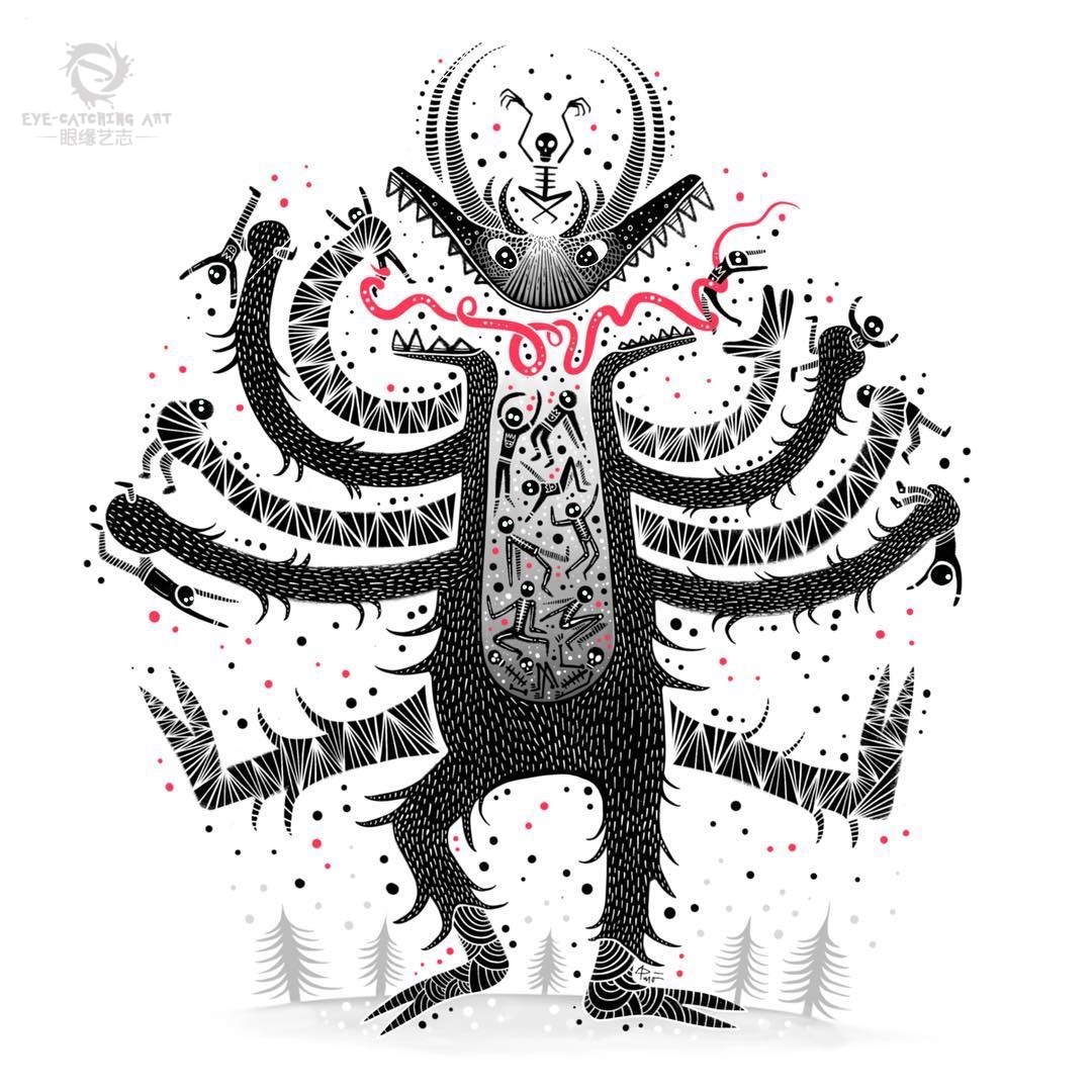 他的插画让我看到远古外星人是如何与人类玩耍的