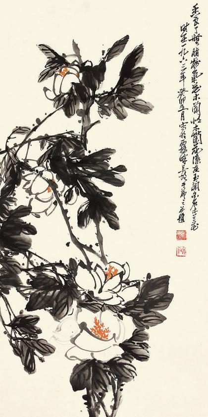现代浙派中国画首领人物作品极富情趣现代花鸟大师吴茀之