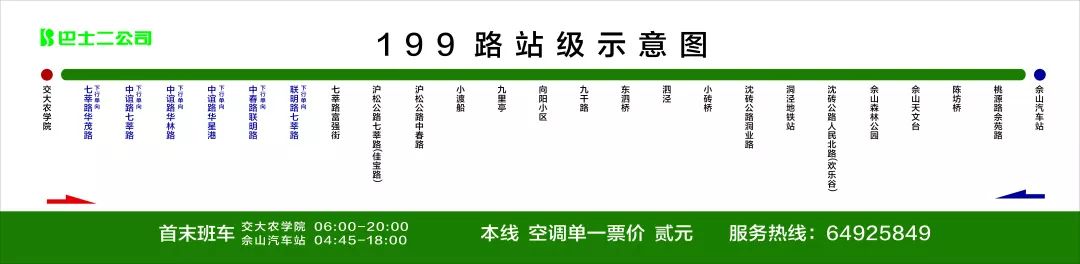 线路风向标8月24日起上佘定班线更名为199路并实施缩线运营