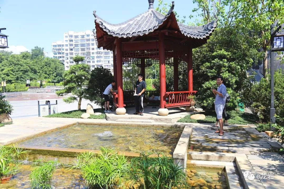 街心广场新罗第一泉六角亭▲华莲公园的四角亭▲龙岩湿地公园湖边