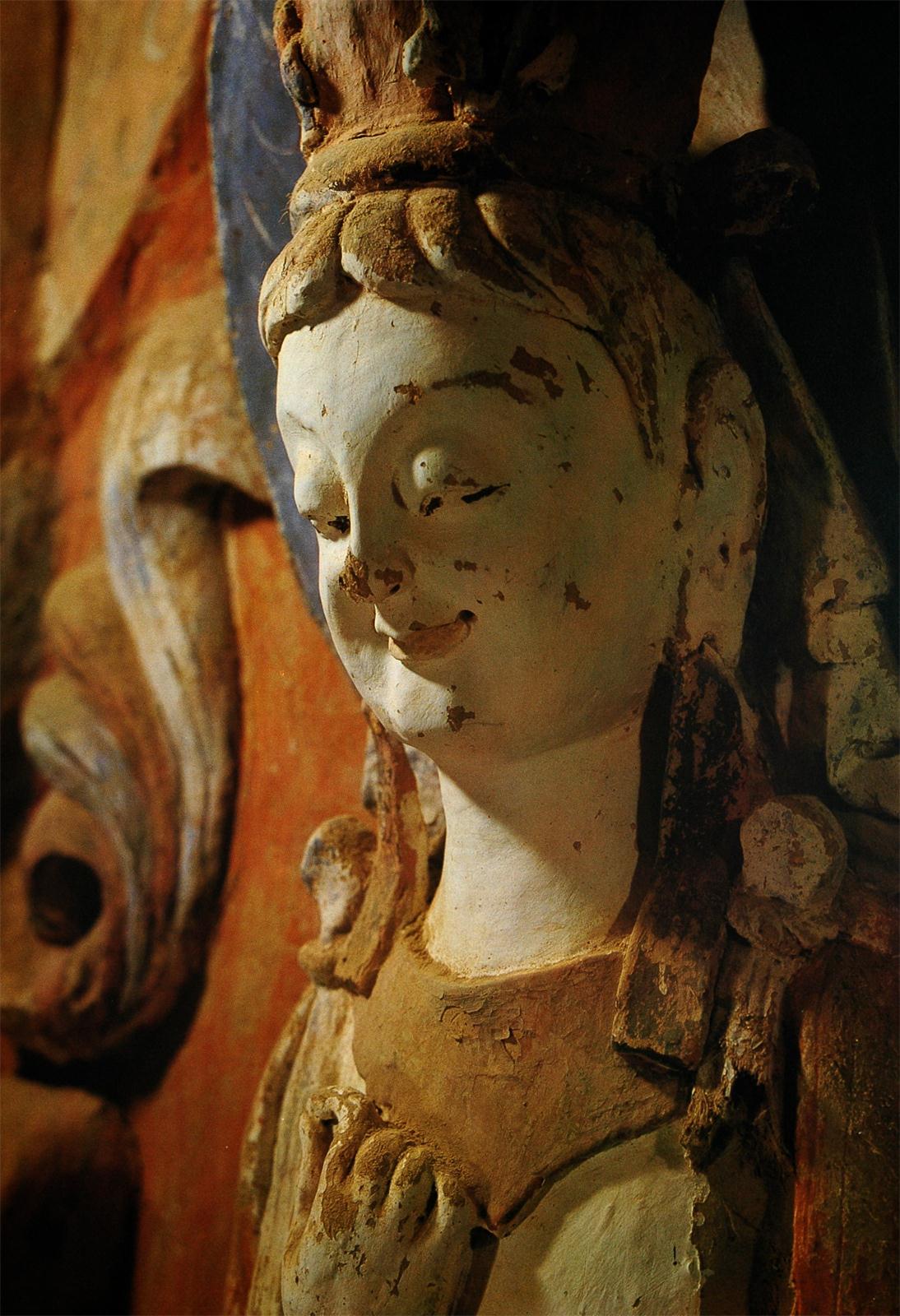 【敦煌石窟】北周-290窟【1】中心柱佛龛彩塑,绕窟一周伎乐飞天【高清