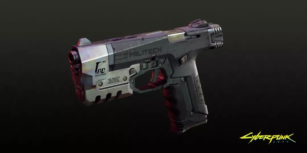 《赛博朋克2077》官网公开了一批细节丰富的高质量枪械模型截图,展示