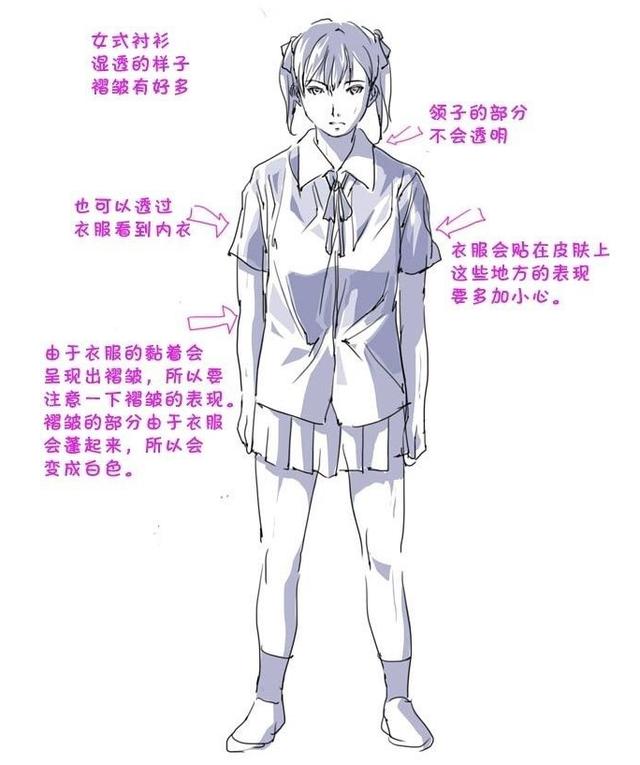 原创推荐女生湿透的衬衫衣服怎么画教你绘画湿身的小姐姐