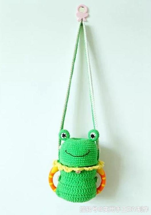「钩编图解」方形汉堡纸巾盒,小青蛙杯套图解