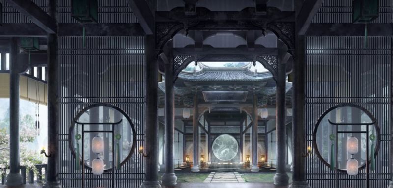 如云深不知处,莲花坞,金麒台等等,这些建筑如水墨画般完美,将侯门大户