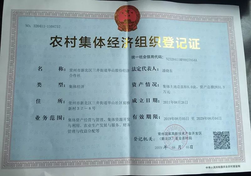 农业合作社执照样本图片