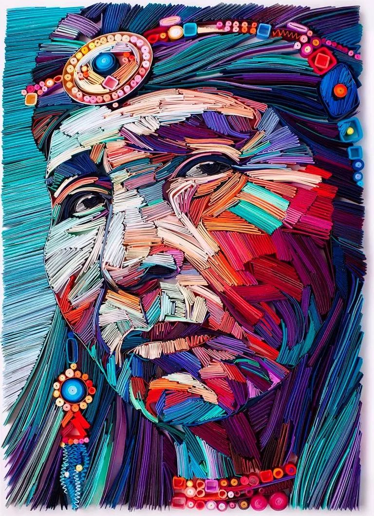 这位艺术家用纸条创作出一幅幅巧夺天工的艺术品_作品