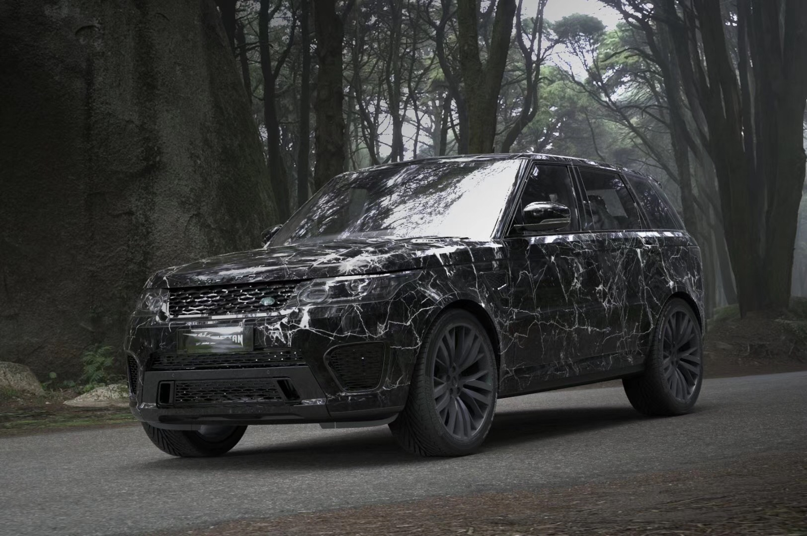 一块大理石一块路虎揽运彩绘后的它傻傻分不清楚