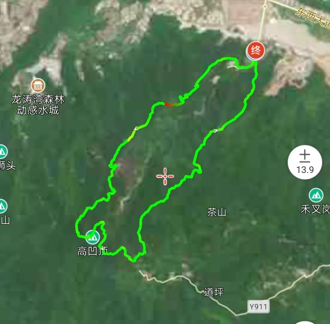 茶山顶登山线路图图片