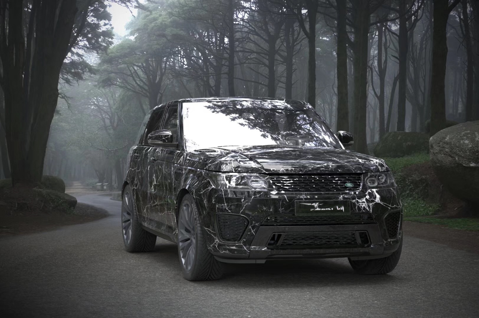 一块大理石?一块路虎揽运 彩绘后的它傻傻分不清楚