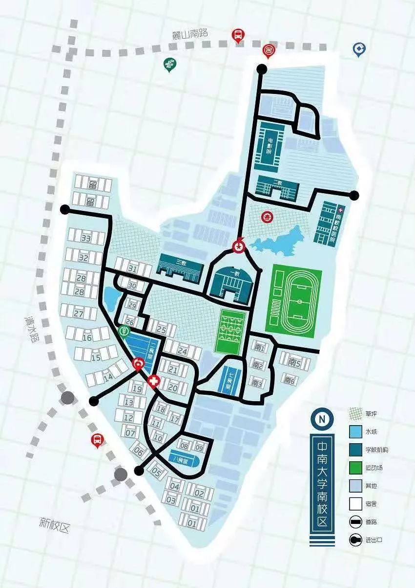 2地图预览5,6,8,9,10,11,18栋为三或四个宿舍共用大型卫生间和客厅