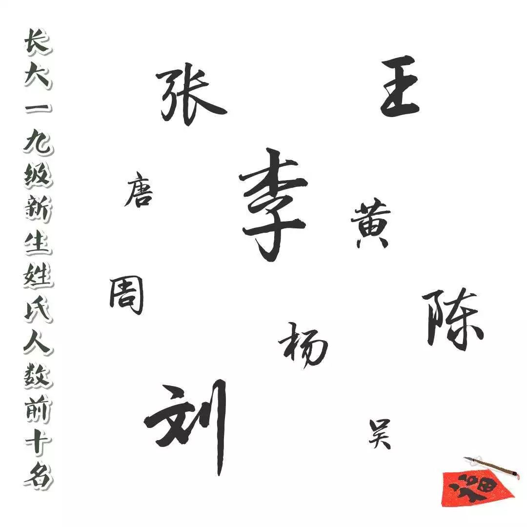 根据长沙学院19级新生录取数据制作在本届新生百家姓中排名前五的为李