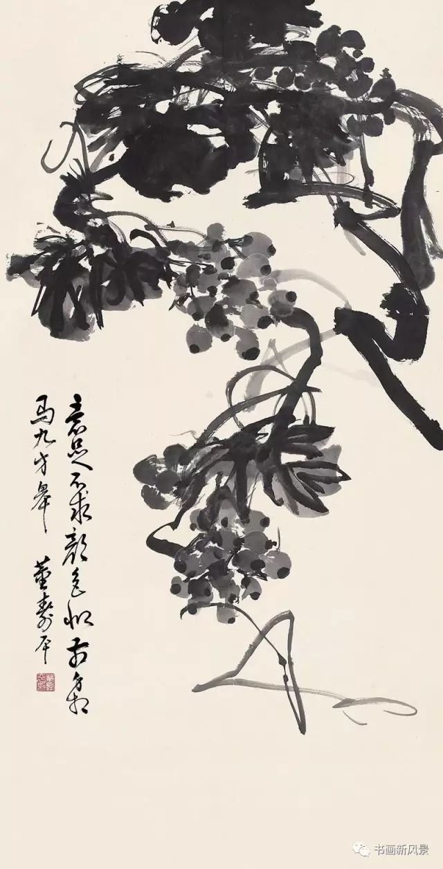 大师董寿平笔下的水墨葡萄