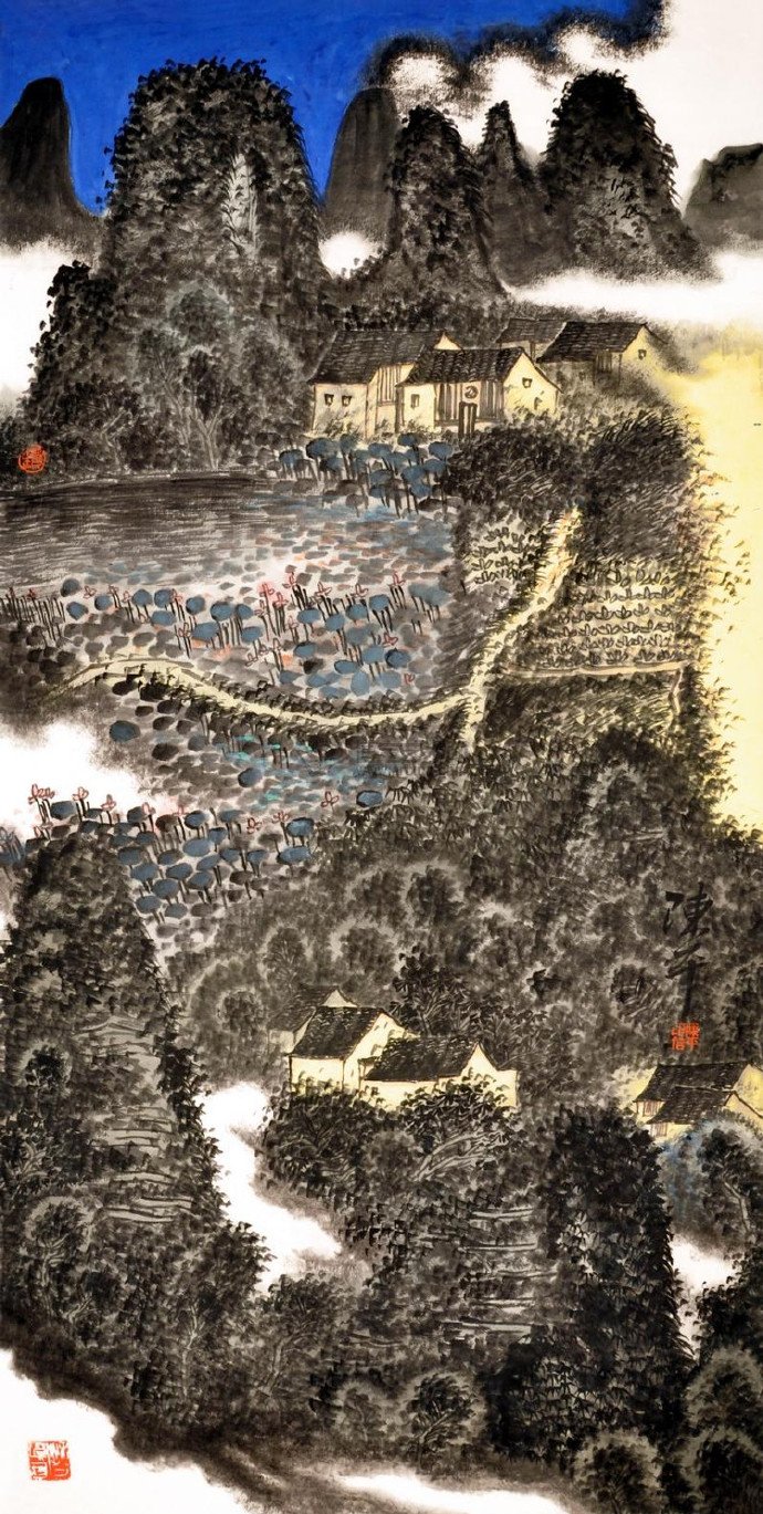 他的山水作品简朴深沉安宁淡泊陈平山水画作品欣赏