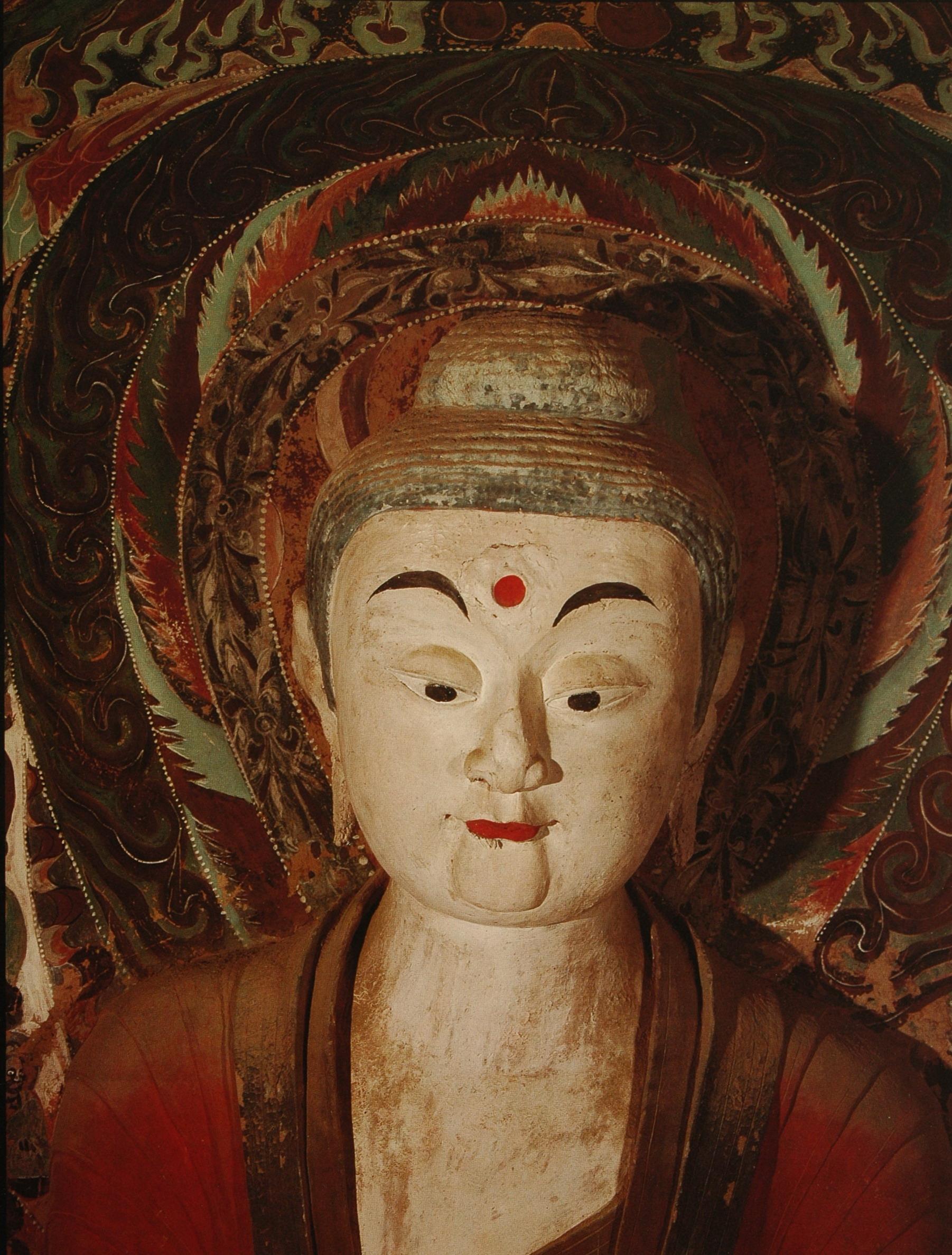 敦煌石窟北周428窟1中心柱绘塑窟顶纹样装饰丰富高清大图