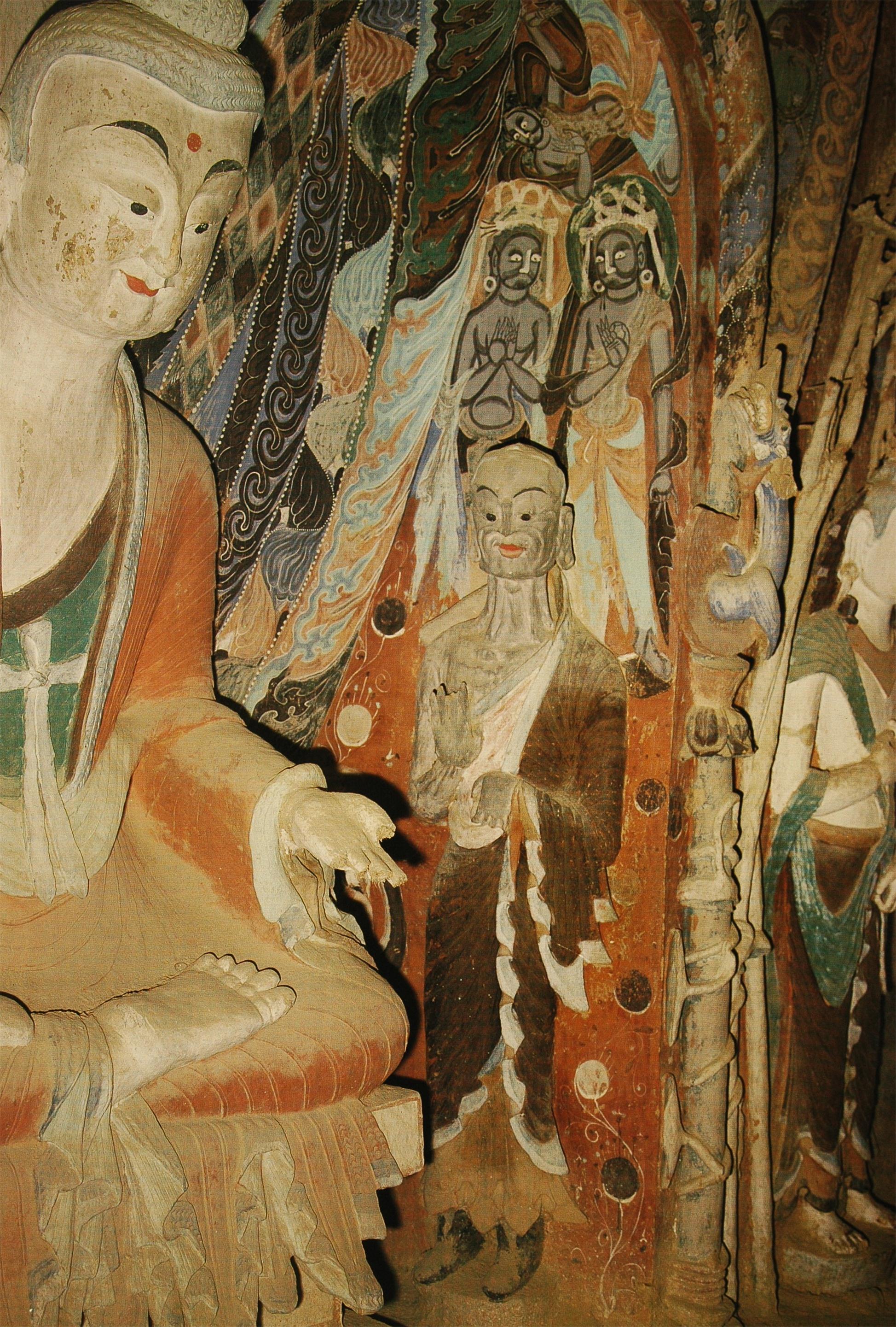 敦煌石窟北周428窟1中心柱绘塑窟顶纹样装饰丰富高清大图