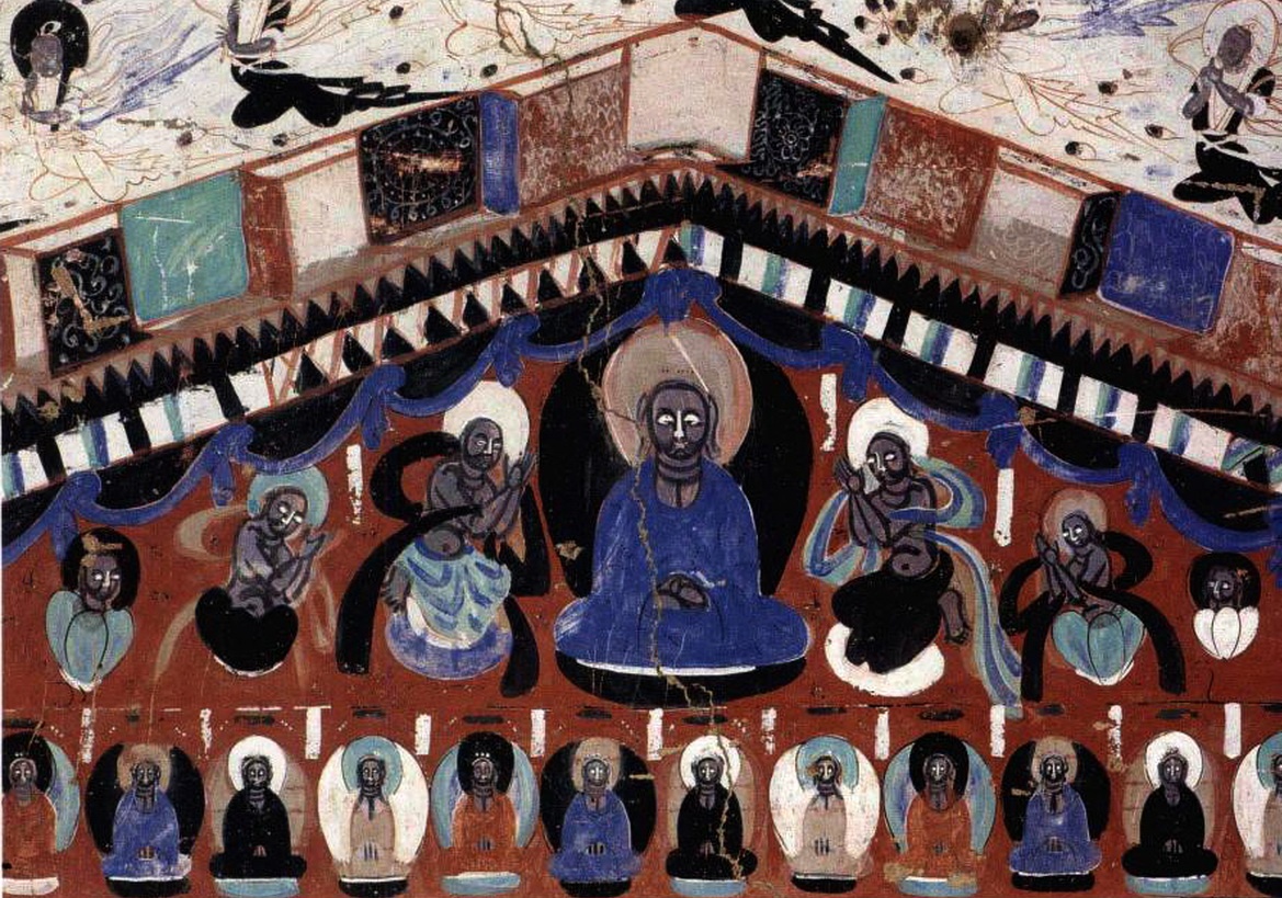 【敦煌石窟】北周-290窟【1】中心柱佛龛彩塑,绕窟一周伎乐飞天【高清