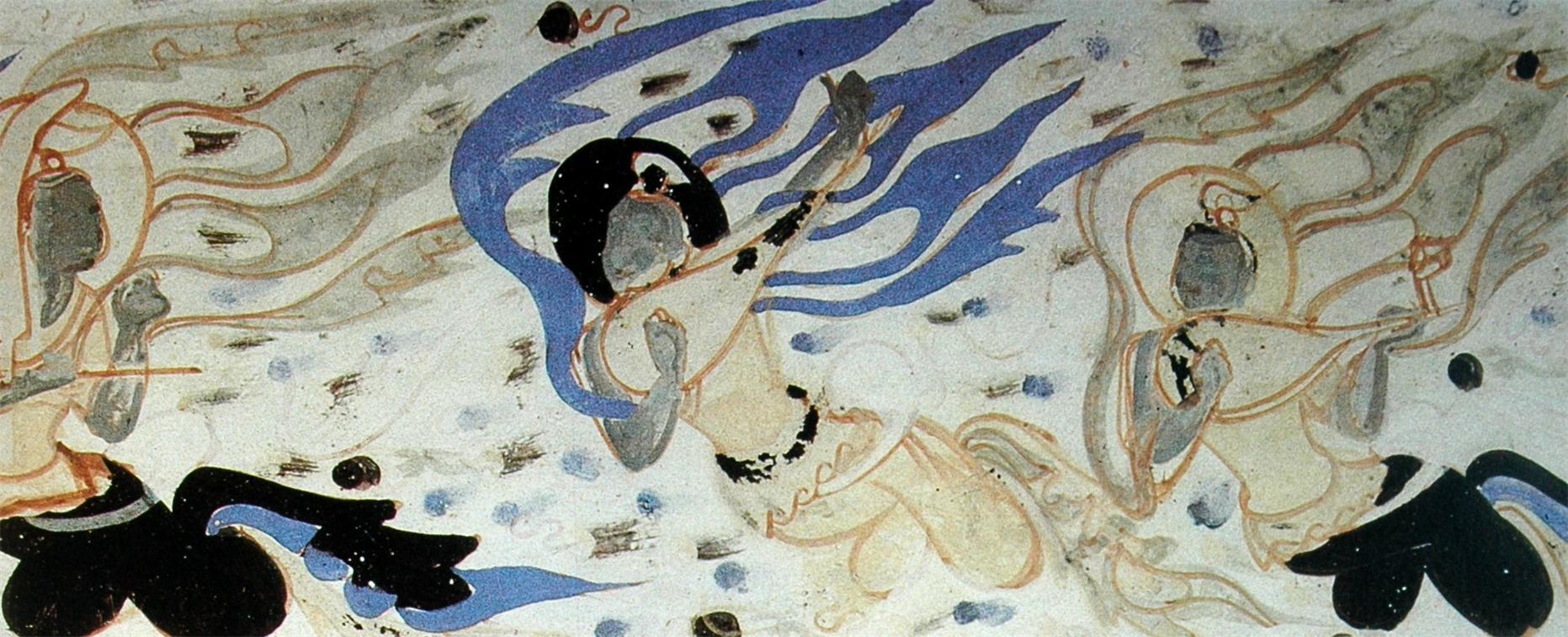 敦煌石窟北周290窟1中心柱佛龛彩塑绕窟一周伎乐飞天高清大图