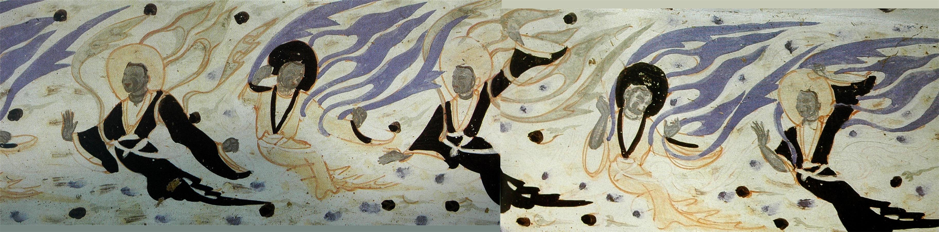 【敦煌石窟】北周-290窟【1】中心柱佛龛彩塑,绕窟一周伎乐飞天【高清