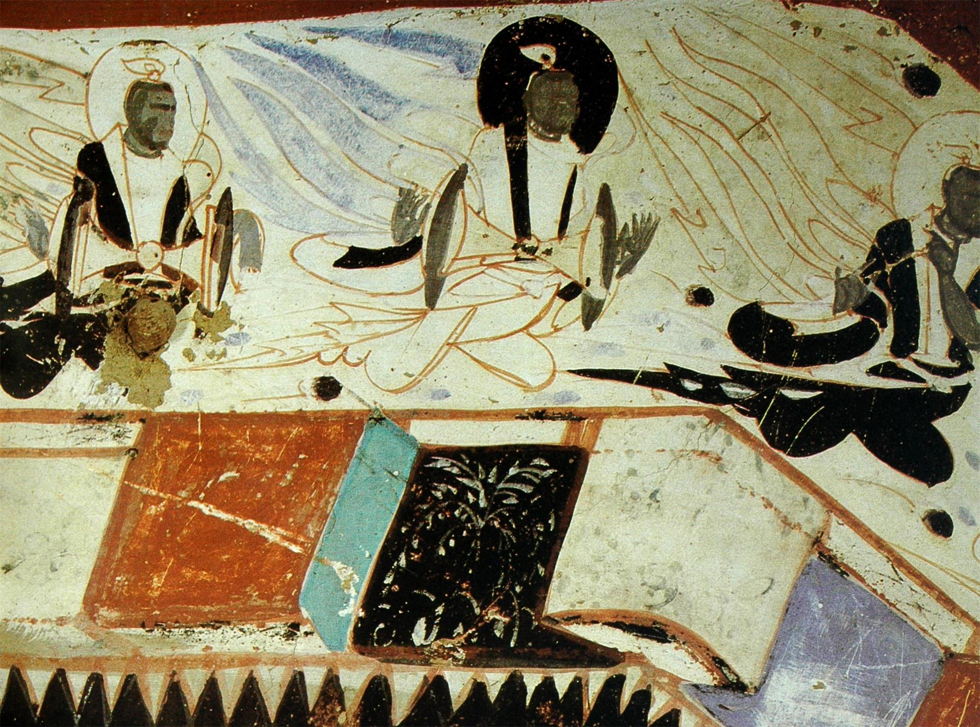 敦煌石窟北周290窟1中心柱佛龛彩塑绕窟一周伎乐飞天高清大图