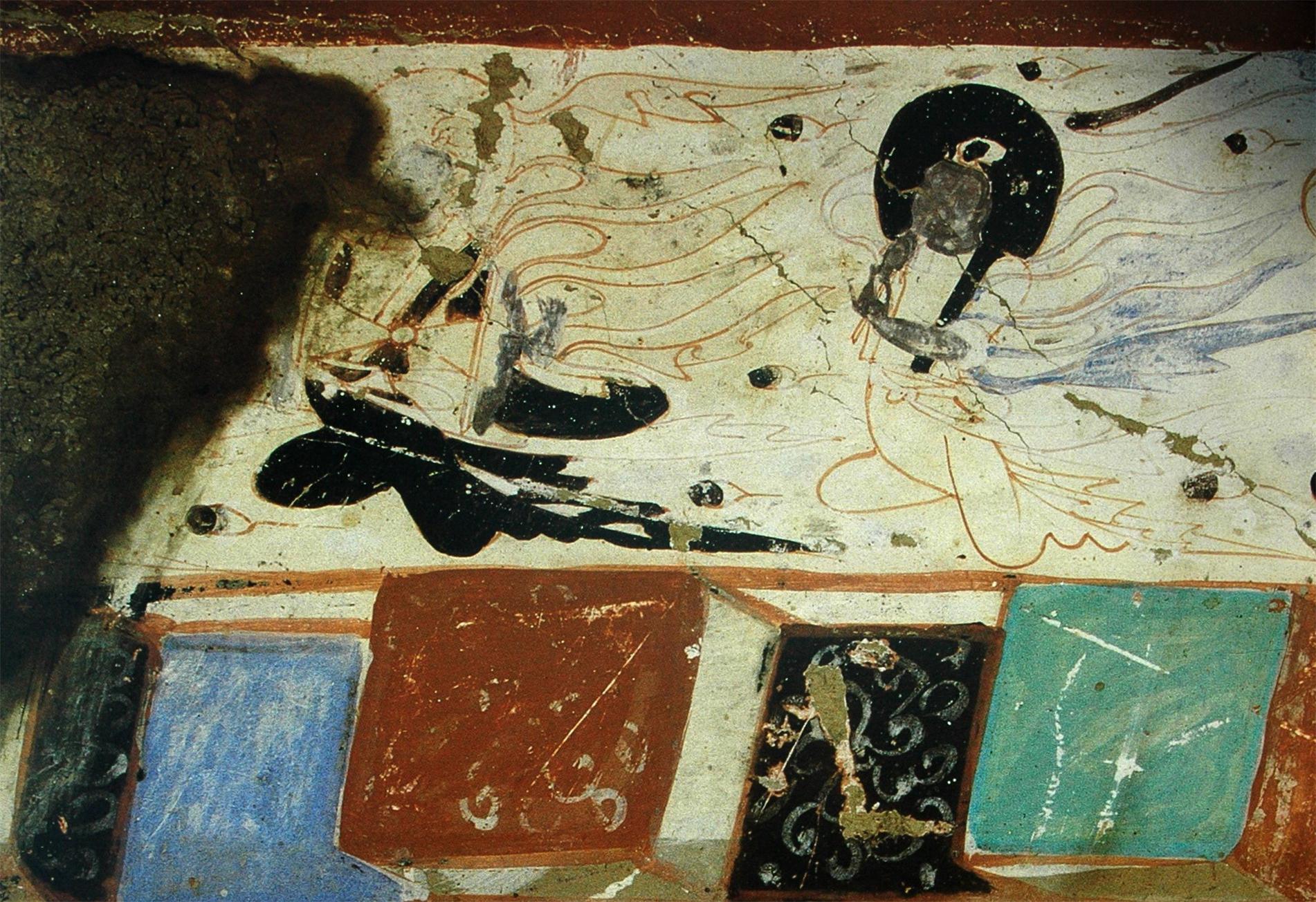 敦煌石窟北周290窟1中心柱佛龛彩塑绕窟一周伎乐飞天高清大图