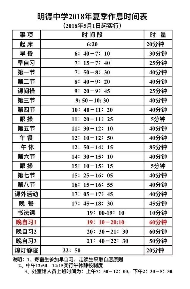 衡水中學的作息時間表對比一下,其實長沙這些名校作息時間大體安排跟