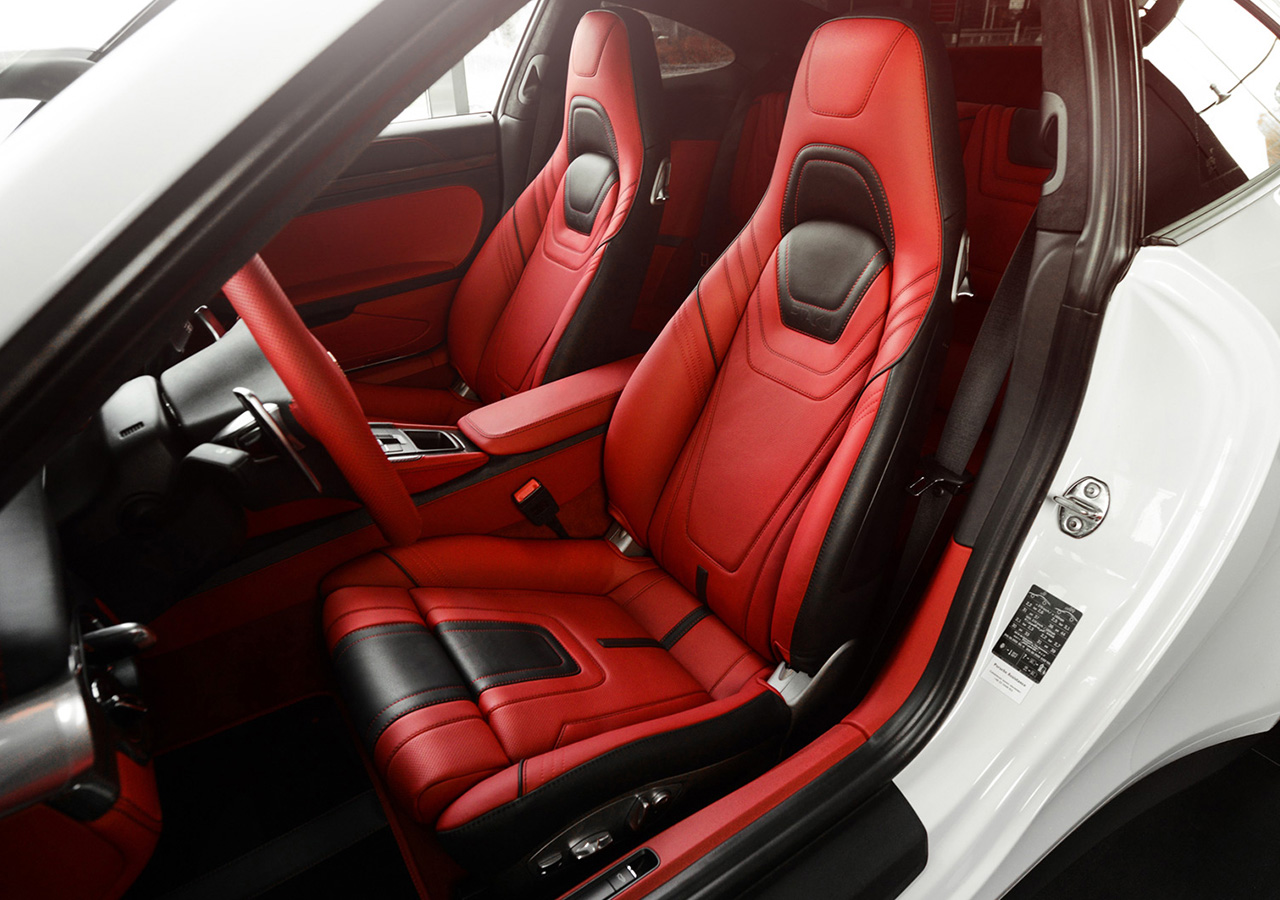 东莞保时捷911内饰个性定制红黑真皮座椅