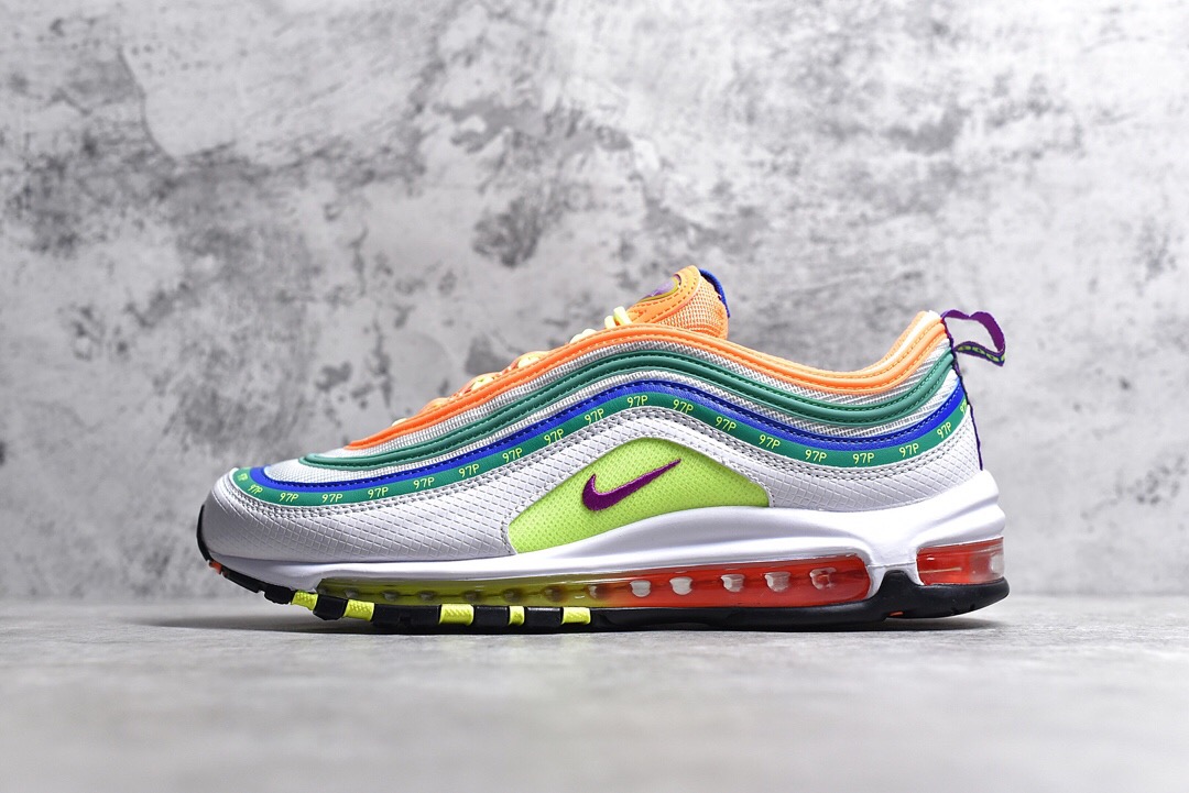 耐克nike3m反光airmax97卡其渐变彩虹子弹气垫鞋