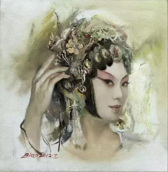 广泛借鉴博采众长品著名油画家刘俊彪笔下的京剧人物