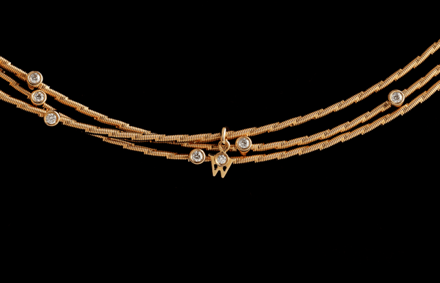 华洛芙金丝编花项链打造黄金丝绸