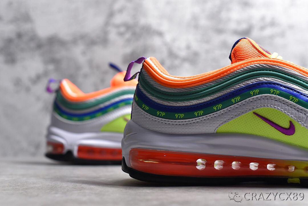 耐克nike3m反光airmax97卡其渐变彩虹子弹气垫鞋