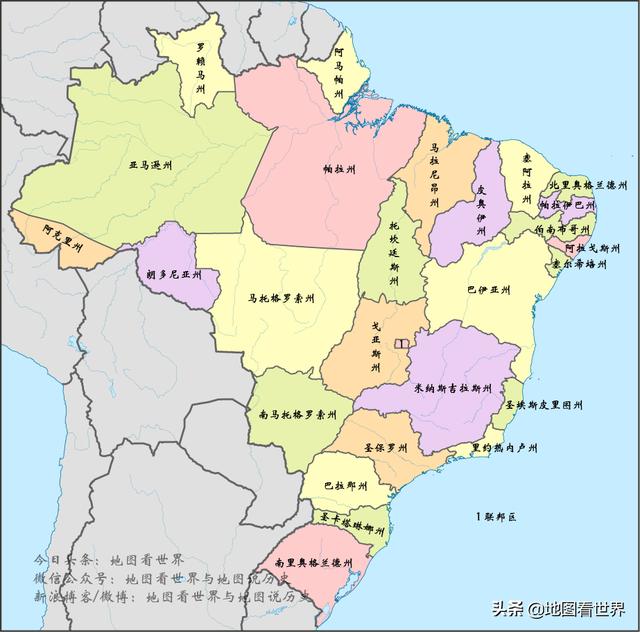 巴西主要城市分布图图片
