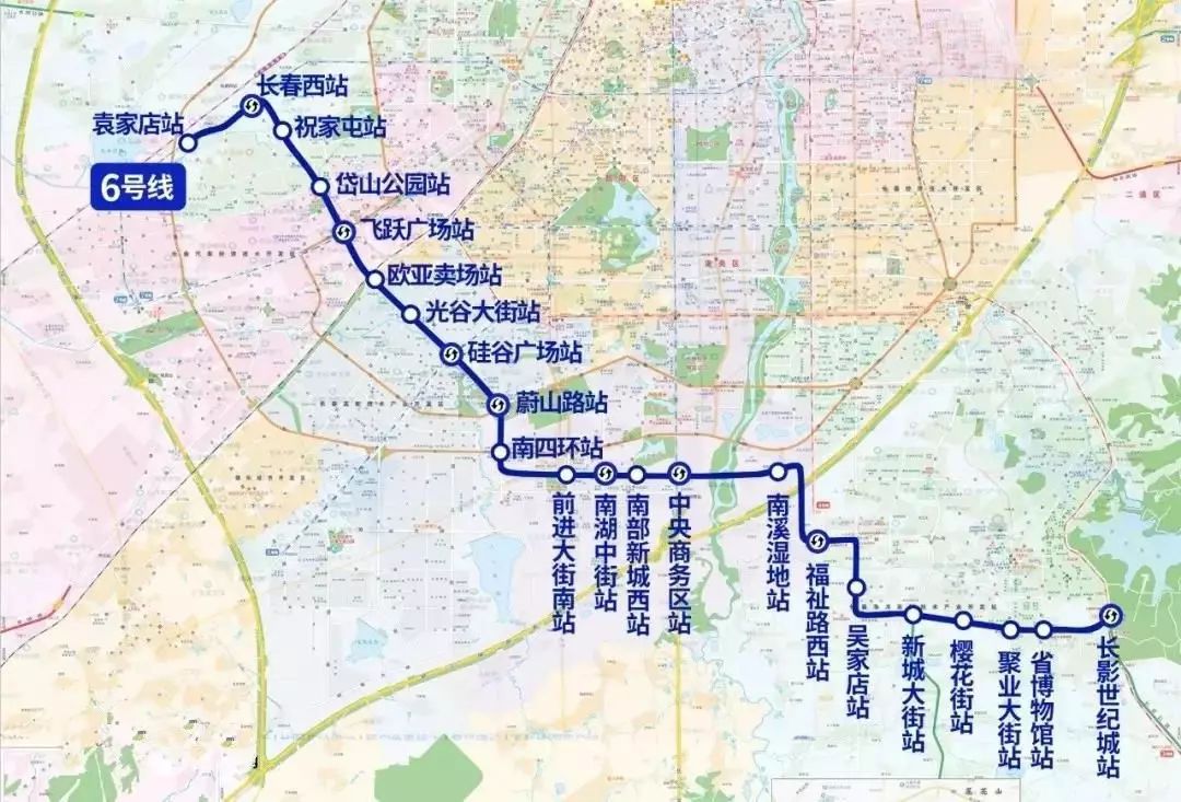 8km,设站22座长春轨道交通6号线为地铁线路运营路线这速度棒棒哒!