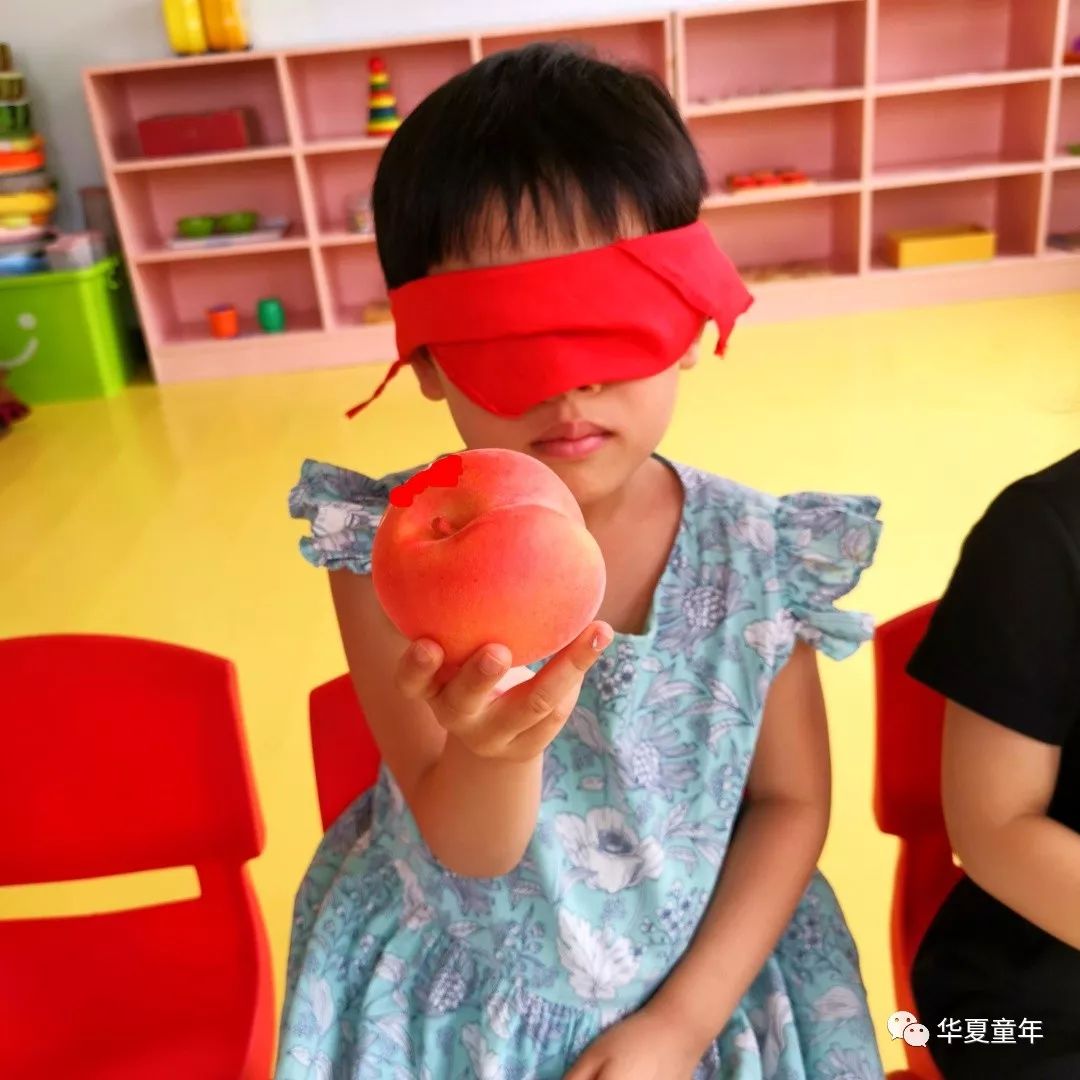 "用红领巾把小眼睛蒙住,摸出手里物品并叫出它的名字.