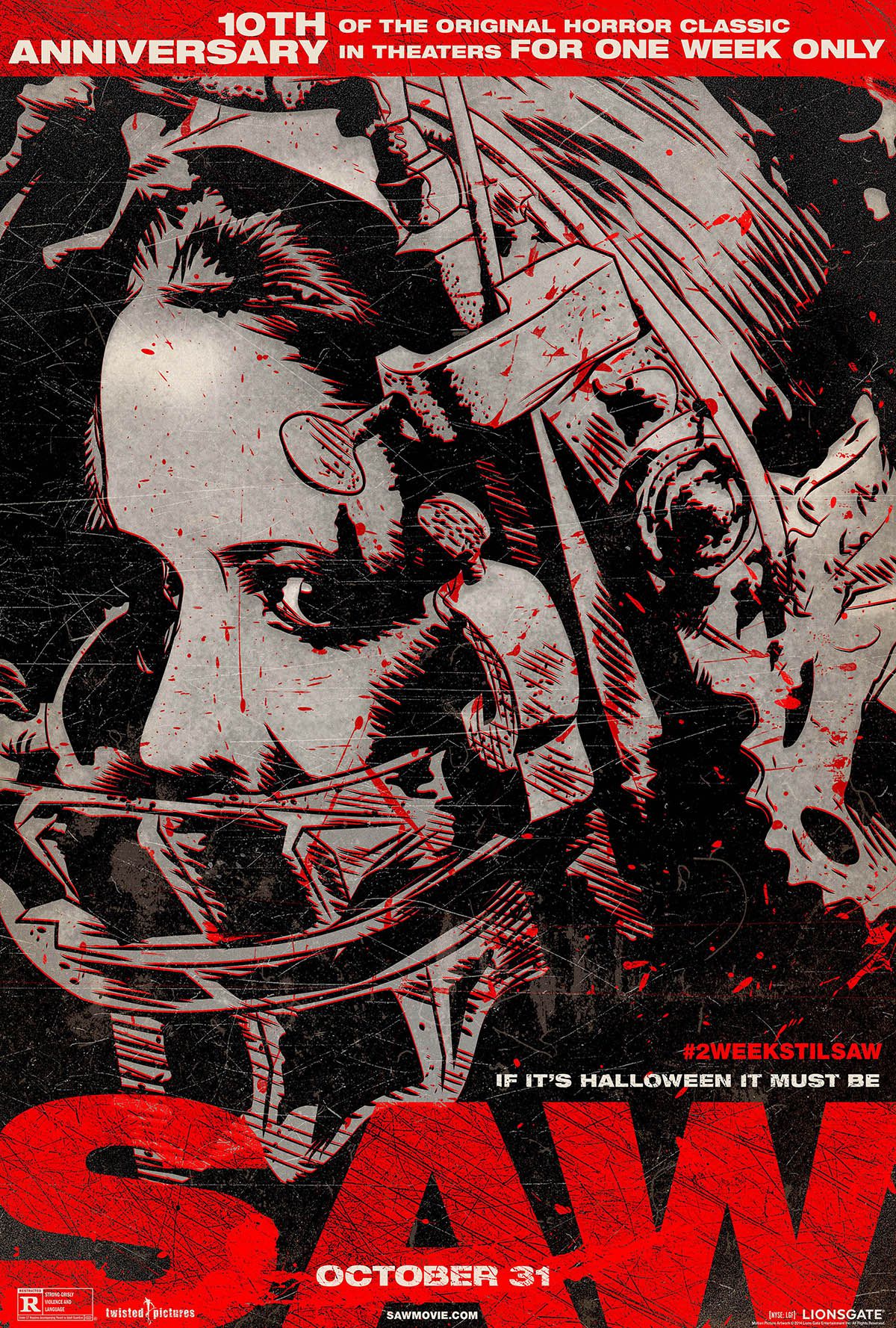 这是美国系列性恐怖惊悚片,暴力,血腥,恶心,《电锯惊魂》绝对是暴力