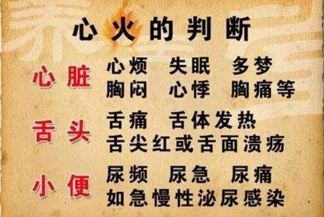 虚火表现为悸烦不宁,寐少梦多,手足心热,盗汗,口干舌燥或舌疮频发等