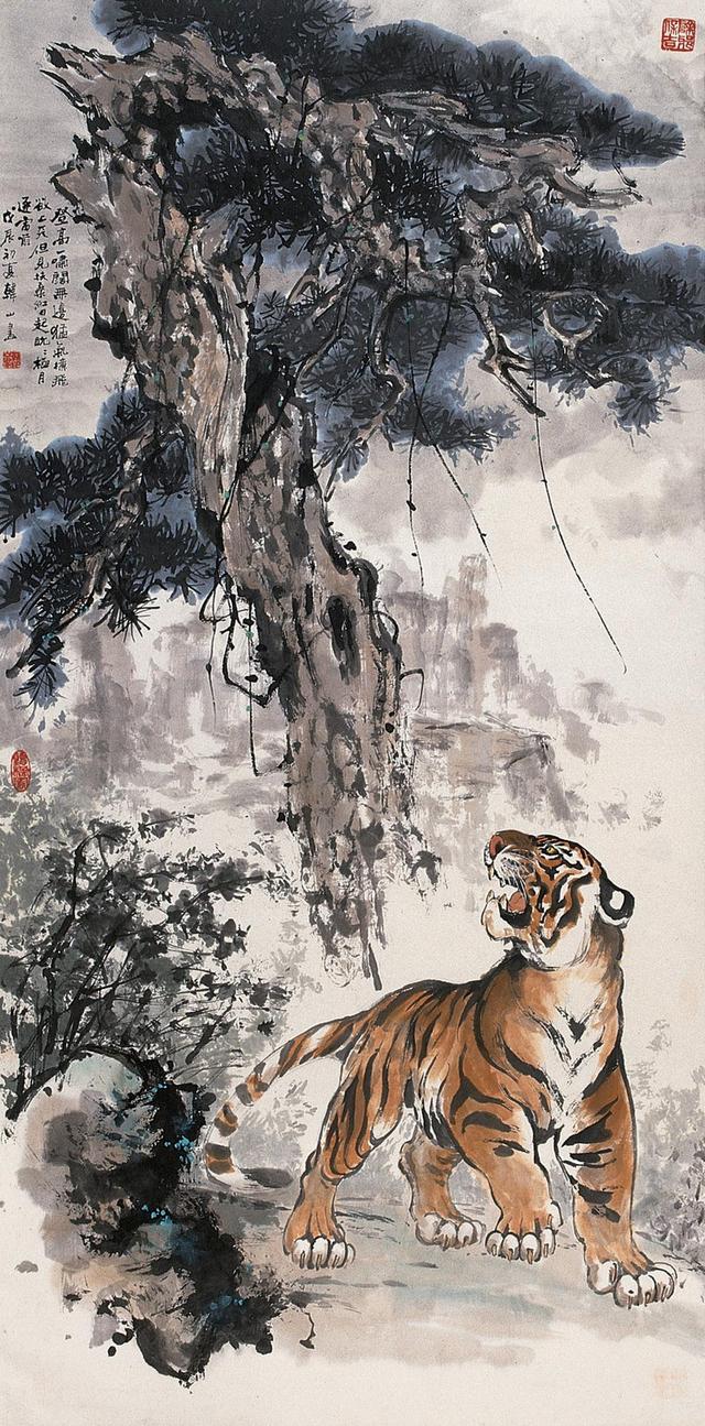 书画名家著名画虎画家韩山作品赏析