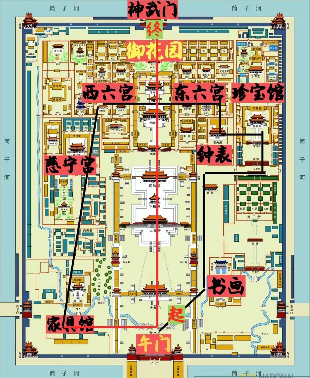 北京故宫游览图简笔画图片