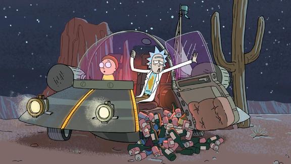 瑞克制造宇宙飞船带着莫蒂穿越时空来到了外星开始奇幻冒险