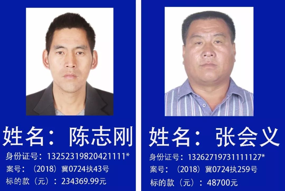 张家口2地曝光失信被执行人名单