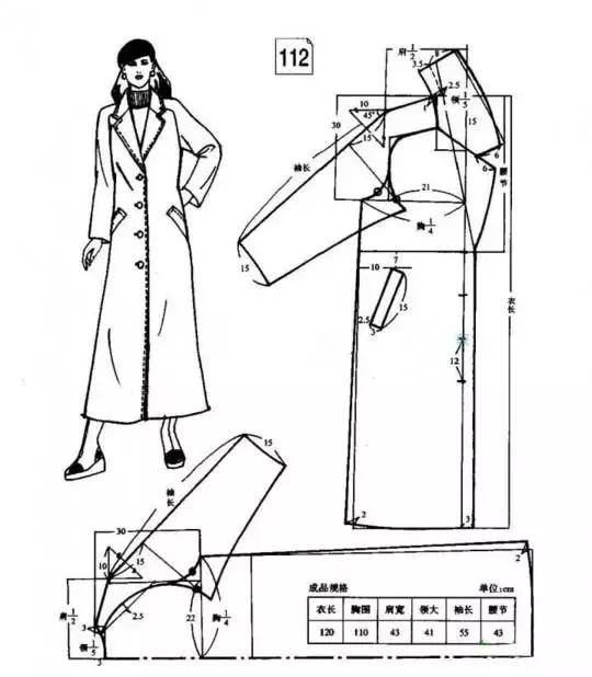20内容管理款落肩大衣平面结构纸样合集
