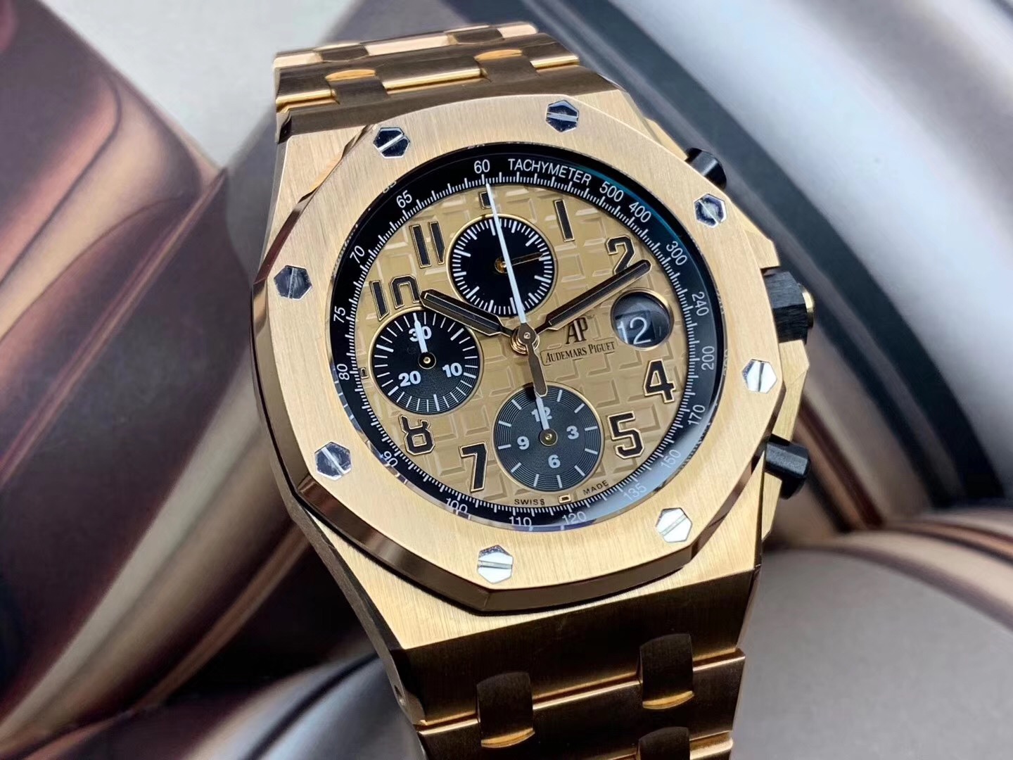 爱彼ap皇家橡树离岸26470玫瑰金全金款运动计时自动机械表现货出售