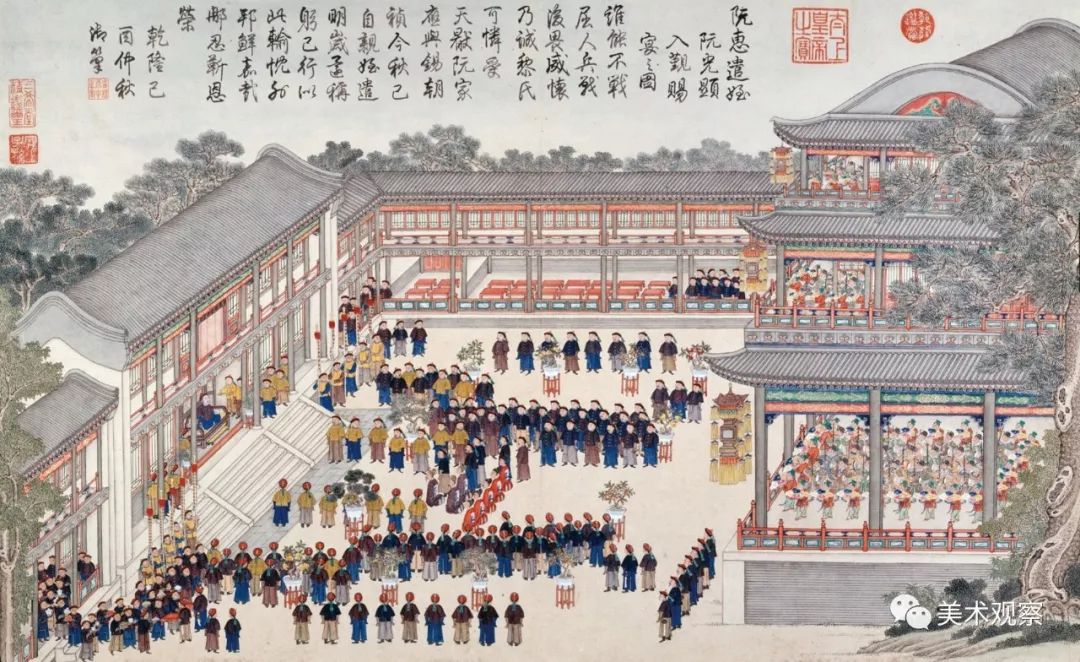 单纯的赐宴图像,比如,如《平定准噶尔回部得胜图》之《万树园赐宴图》