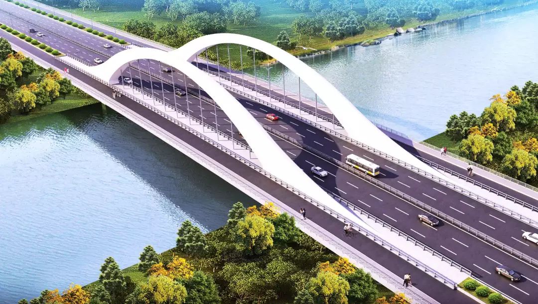 通榆河上再建大桥盐城市赣江路海洋路连接大桥开工