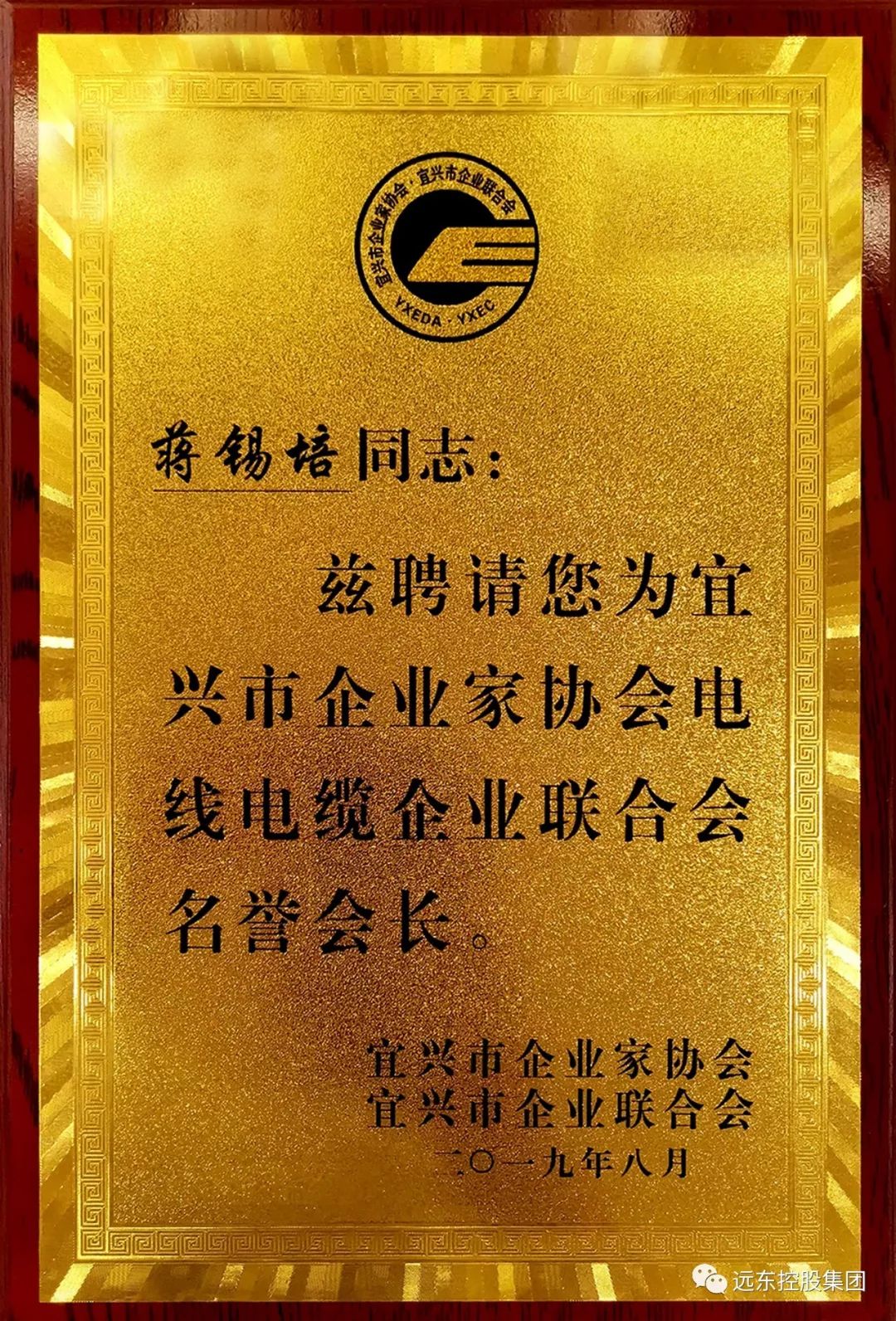 宜兴市企业家协会电线电缆企业联合会成立大会隆重召开蒋锡培当选名誉