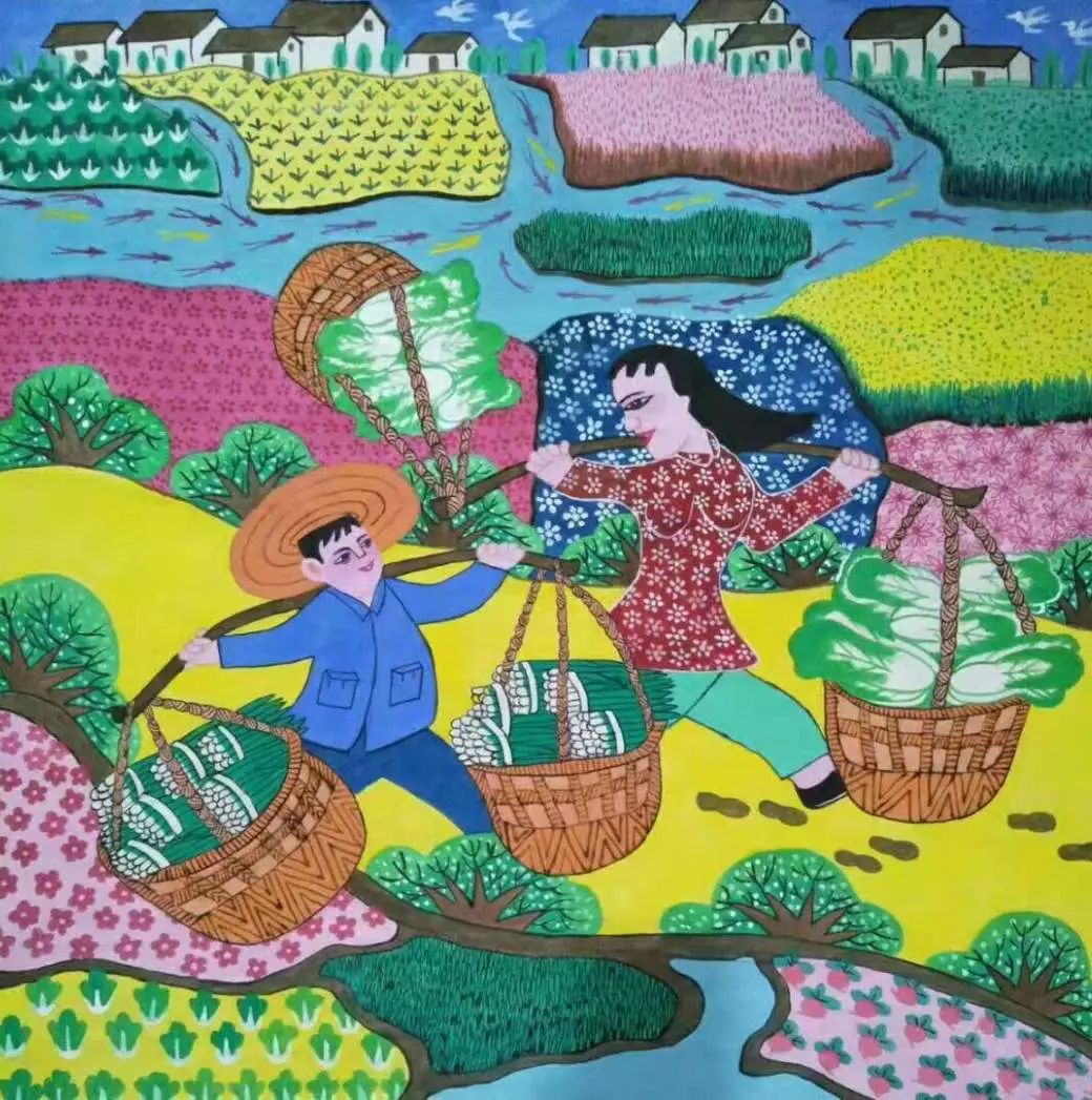 儿童彩笔农民画图片
