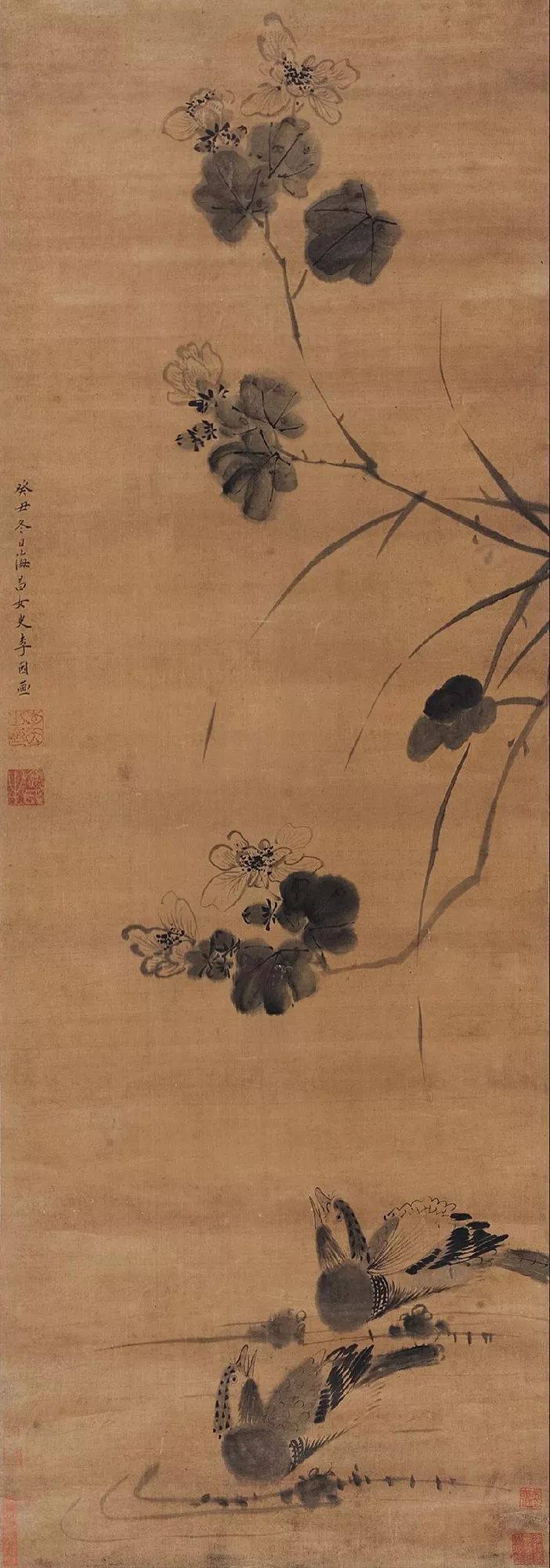 李因喜爱画花鸟水墨写意,女画家很少能如她这般驾驭大尺幅的绘画.