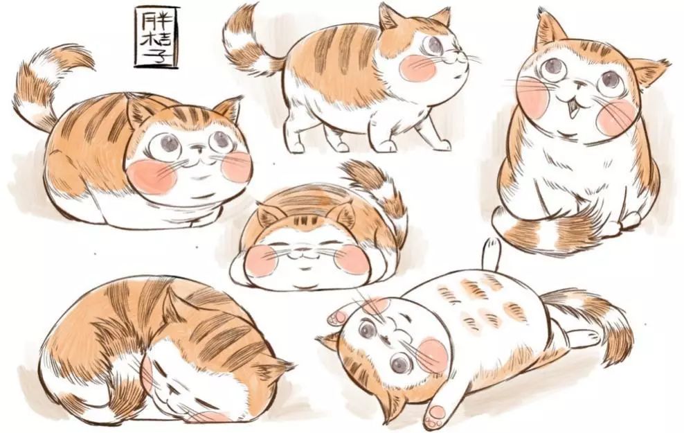 胖桔子和五只神兽最早的一些形象草图在寻找《故宫御猫夜游记》的图画