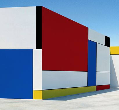 服装,建筑和设计界产生了深远的影响红,黄,蓝这三种颜色在蒙德里安手