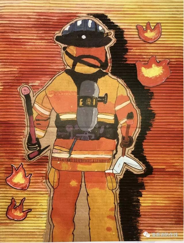 绘画消防员 一等奖图片